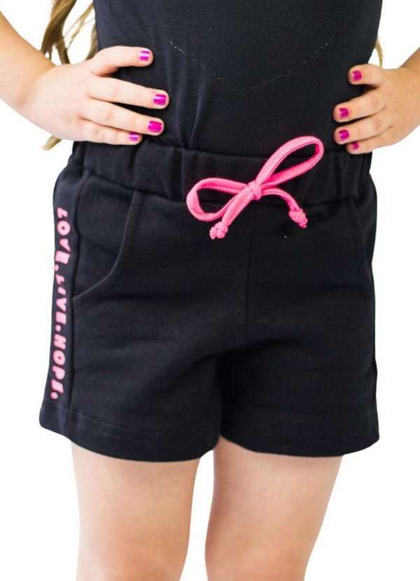 Short Saia Infantil Feminina Meninas Juvenil Moletom Preto Cia