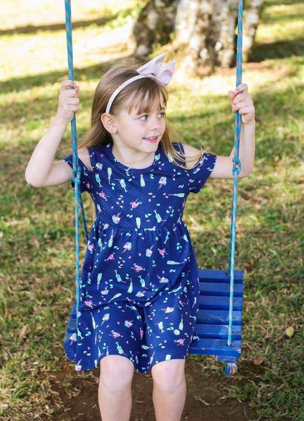 Cia da Malha - Vestido Infantil Algodão Marinho Medio