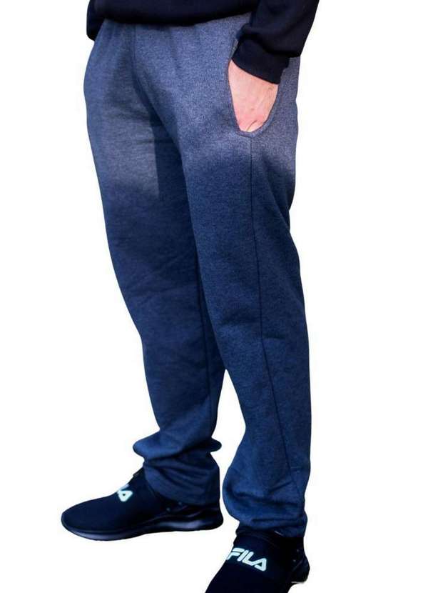 Cia da Malha - Calça Moletom Masculina Adulta Inverno para o Frio Preto Mescla