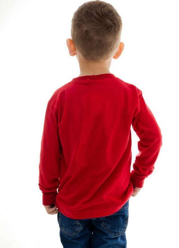 Cia da Malha - Camiseta Infantil Menino Manga Longa. Vermelho Claro 3