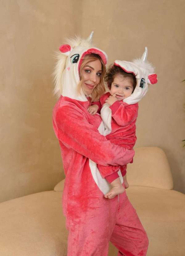 Cia da Malha Pijama Macacao Kigurumi Infantil Fleece Inverno Soft  Pink