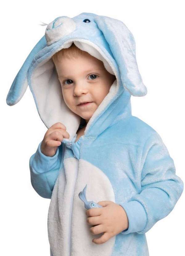 Cia da Malha - Pijama Macacao Kigurumi Infantil Fleece Inverno Soft Plush. Coelho Azul