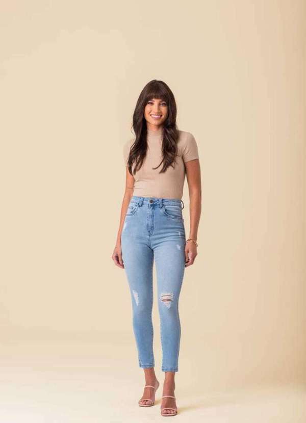 Disparate - Calça Skinny Jeans Cintura Alta Feminina Azul - Azul