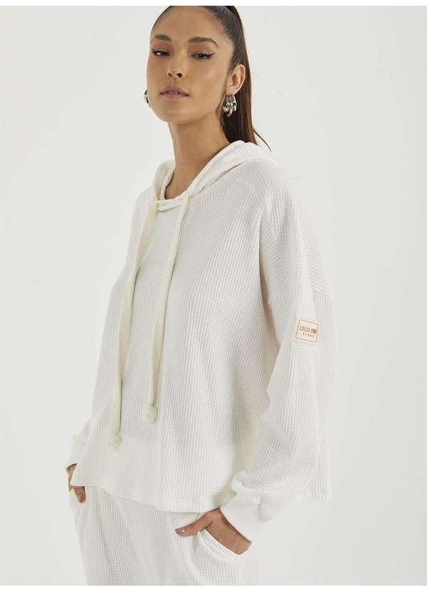 Colcci - Blusão com Capuz Canelado Sport Studio Style - Off White