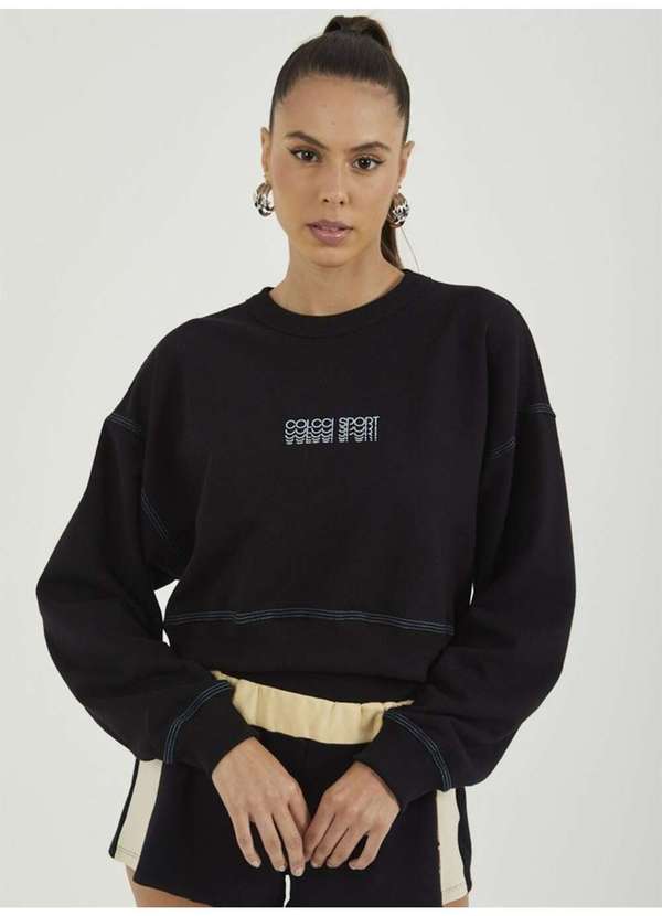 Colcci - Blusão Moletom Cropped Sport Training Preto - Preto