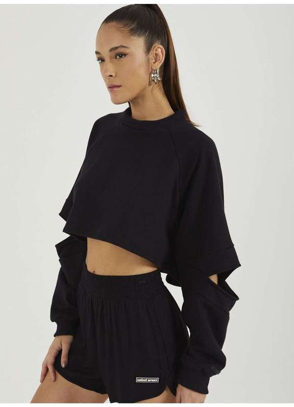 Colcci - Blusão Moletom Mangas Cut Out Sport Perfect Black - Preto