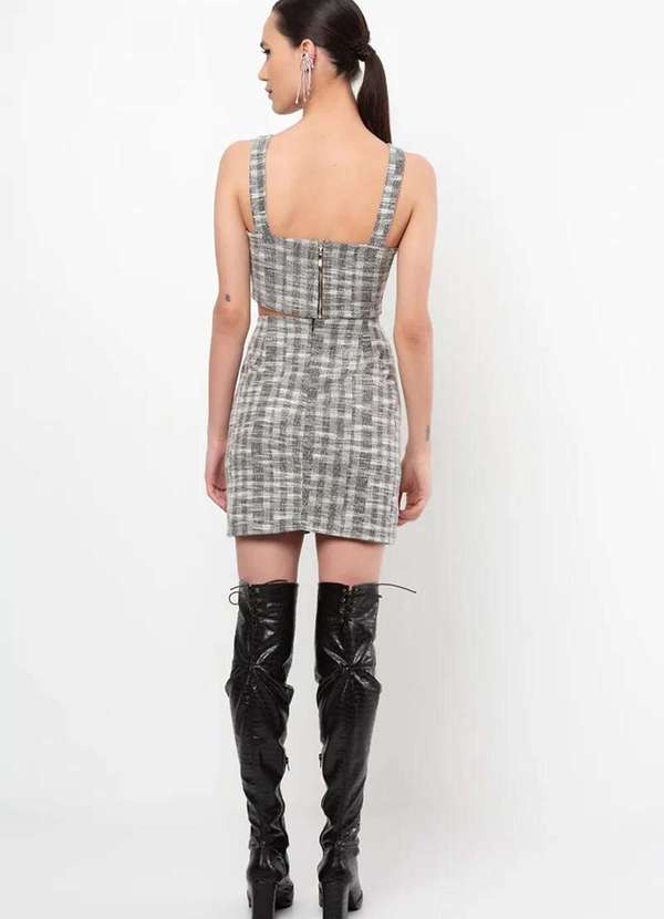 Sly Wear - Saia Curta com Fenda em Jacquard Texturizado - Preto 3