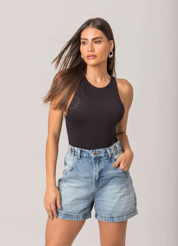 Disparate - Shorts Jeans Franzido Azul - Azul