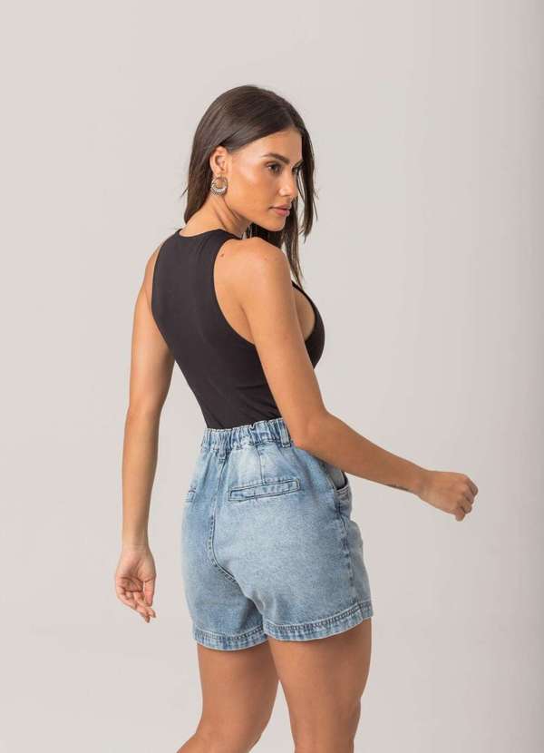 Disparate - Shorts Jeans Franzido Azul - Azul 4