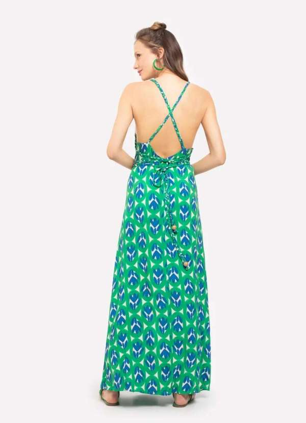 Sly Wear - Vestido Longo Máxi de Alça Estampado Verde - Verde 2