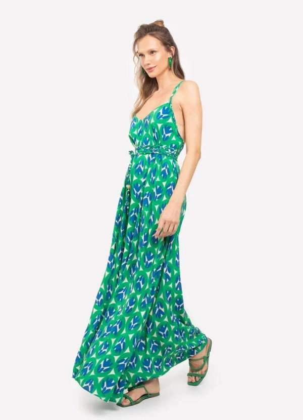 Sly Wear - Vestido Longo Máxi de Alça Estampado Verde - Verde 3
