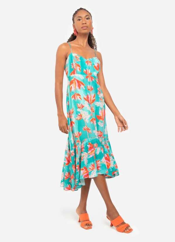 Sly Wear - Vestido Midi Estampado de Alça - Verde