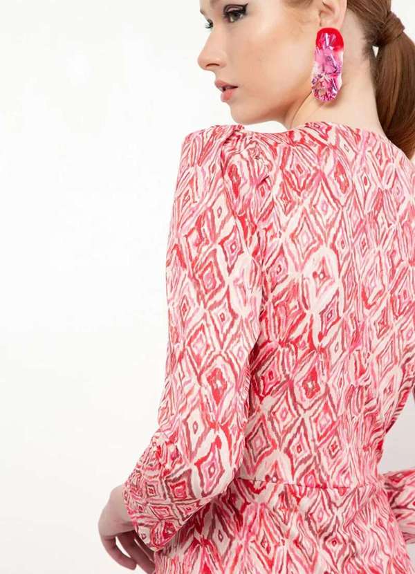 Sly Wear - Vestido Midi Manga  em Jersey com Estampa Exclusiva - Vermelho 4