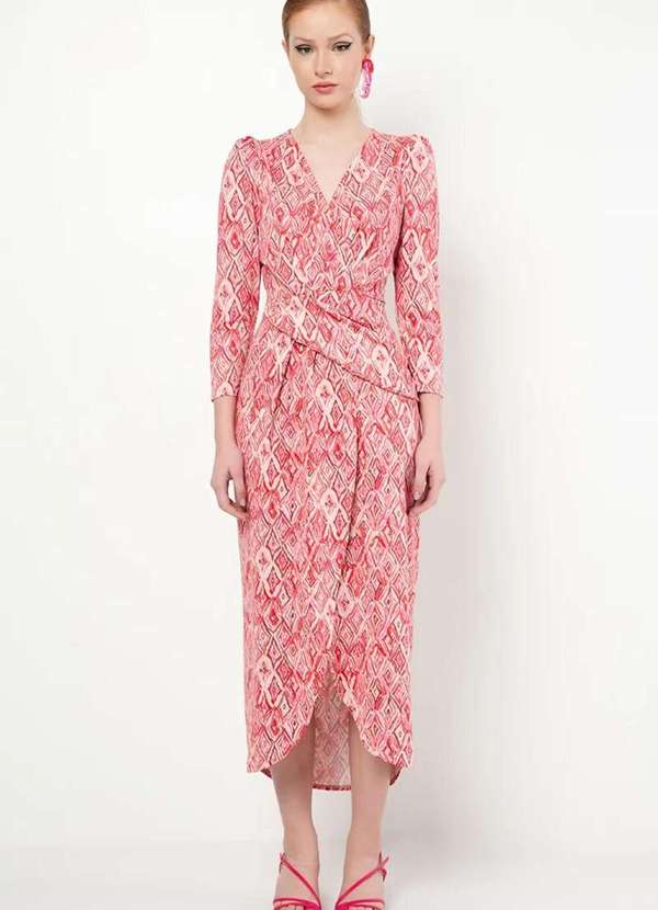 Sly Wear - Vestido Midi Manga  em Jersey com Estampa Exclusiva - Vermelho 5