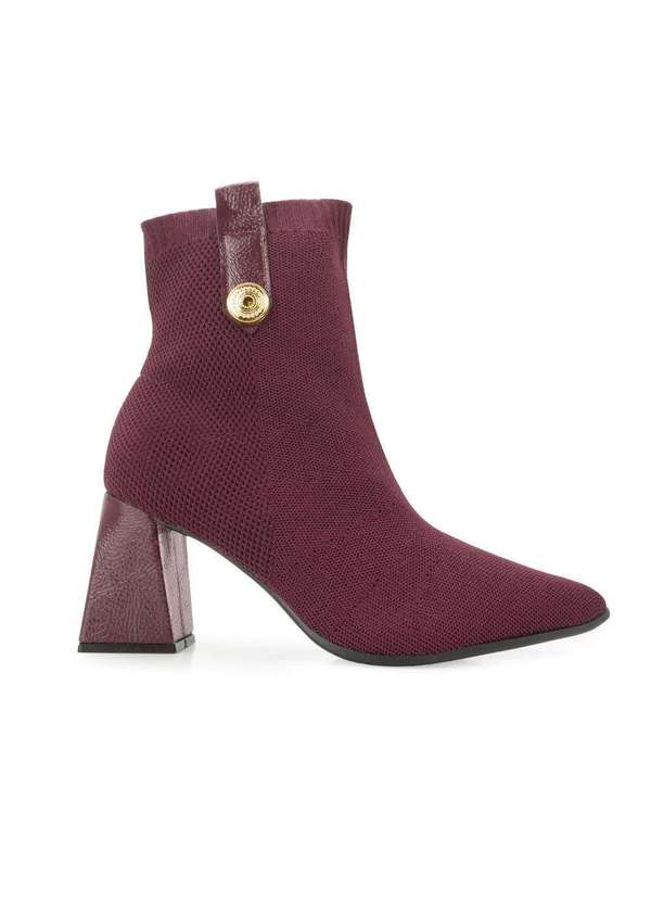 Bebecê Bota Cano Curto Bebecê e Meia Bc25-T43382 Vinho/Dourado