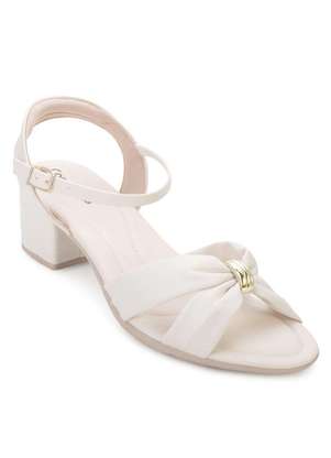 Comfortflex Sandália Comfortflex Salto Cf25-25573 Creme/Dourado