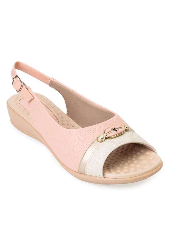 Sandália Salto Anabela Piccadilly Pd22-50033 Rosê/Bege Alex Shoes