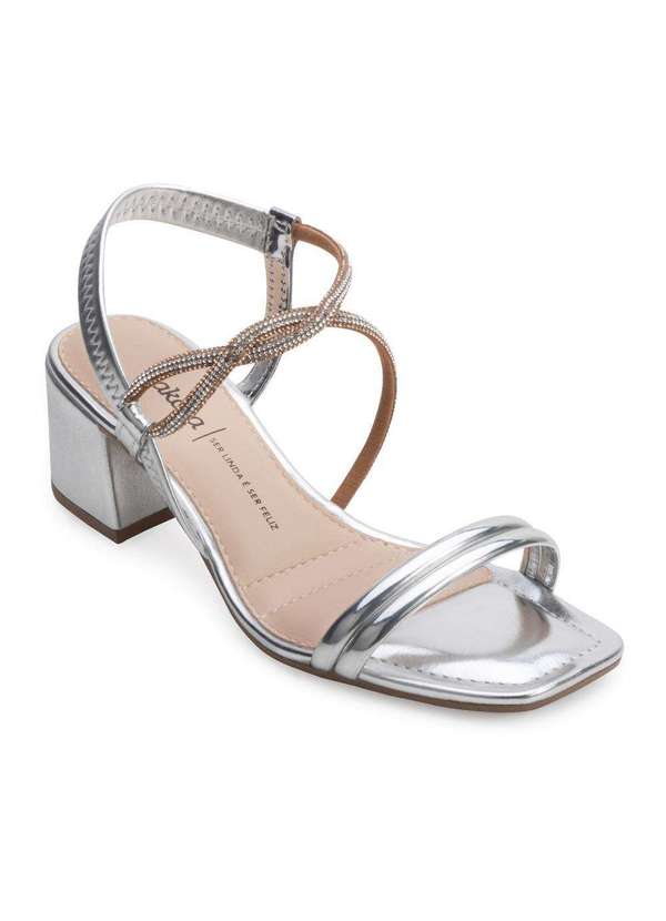 Sandália Salto Bloco Dakota Dt24-Y7502 Prata/Dourado Alex Shoes