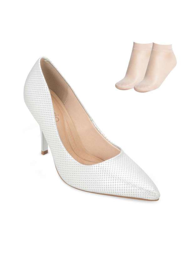 Beira Rio Scarpin Beira Rio Salto Alto e Meia Br25-41221 Prata