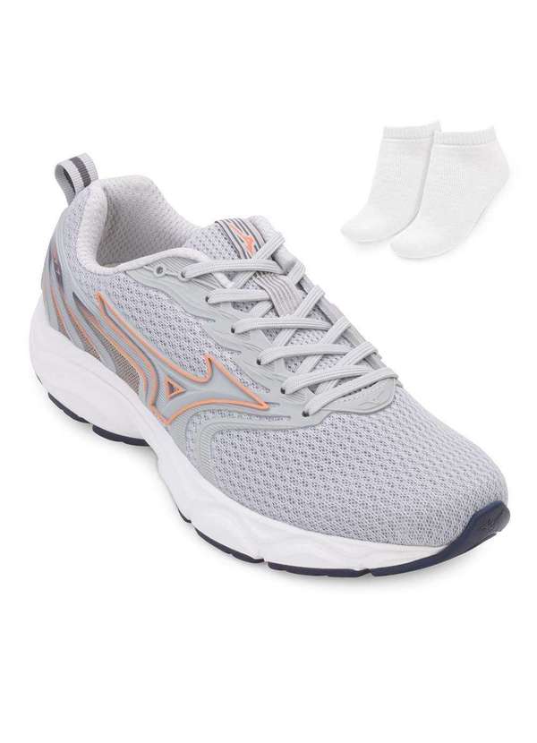 Tênis Mizuno Jet 7 e Meia Mz24 Cinza/Laranja - Alex Shoes