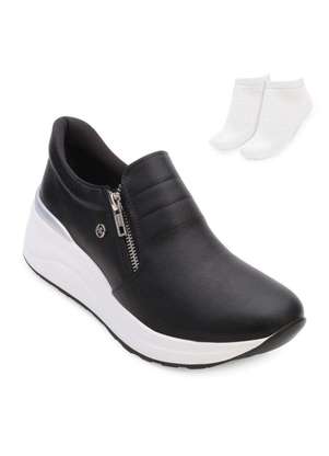 Via Marte Tênis Slip On Via Marte e Meia Vm24-08101 Preto/Branco
