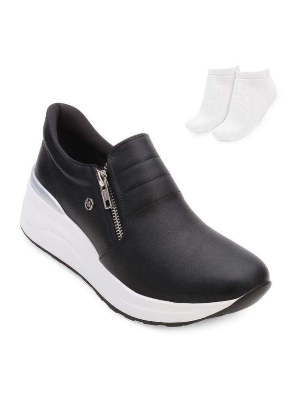 Via Marte Tênis Slip On Via Marte e Meia Vm24-08101 Preto/Branco