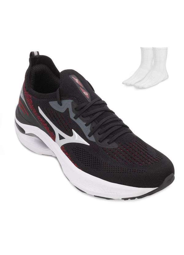 Tênis Corrida Mizuno Wave Zest 2 e Meia Mz24 Preto/Vermelho - Alex