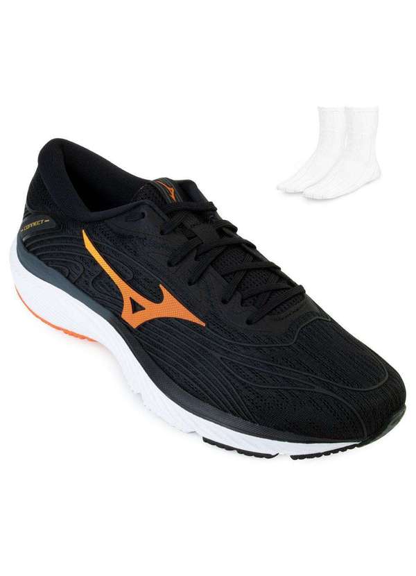 Tênis Mizuno Connect e Meia Mz23 Preto/Branco - Alex Shoes