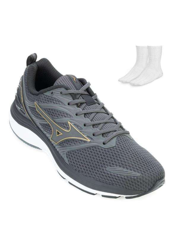 Tênis Mizuno Mz23 Space 3 e Meia Cinza/Dourado - Alex Shoes