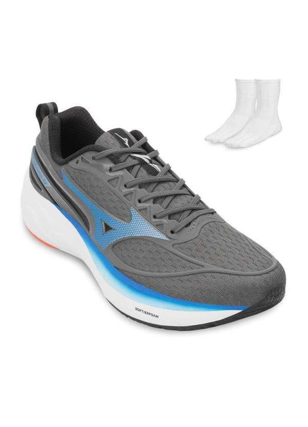 Tênis Mizuno Space 5 e Meia Mz25 Chumbo/Azul - Alex Shoes