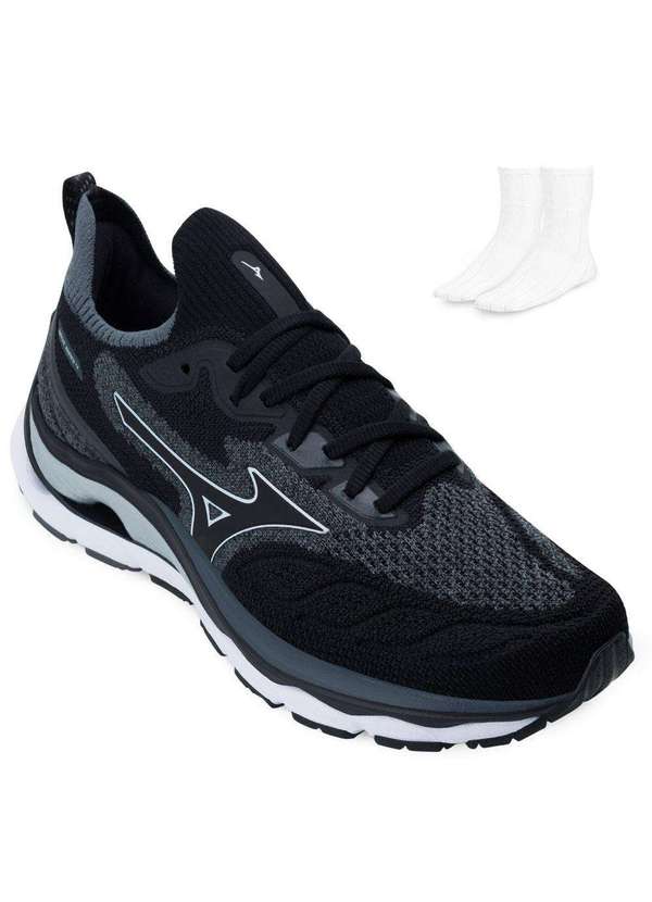 Tênis Mizuno Wave Mirai 4 e Meia Mz22 Preto/Chumbo - Alex Shoes