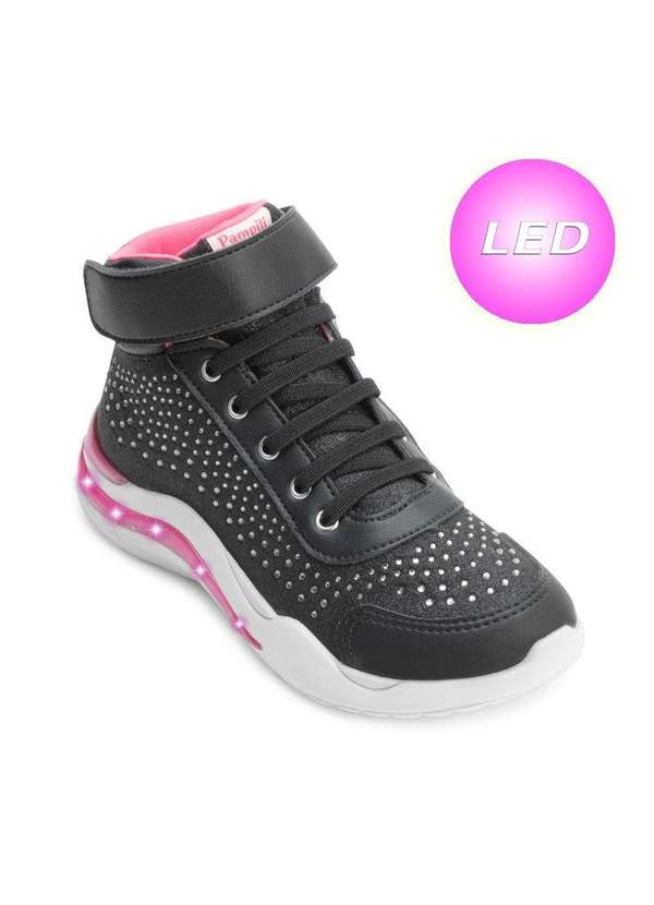 Tênis Botinha Led Pampili Infantil Pp24-68302 Preto/Pink Alex Shoes