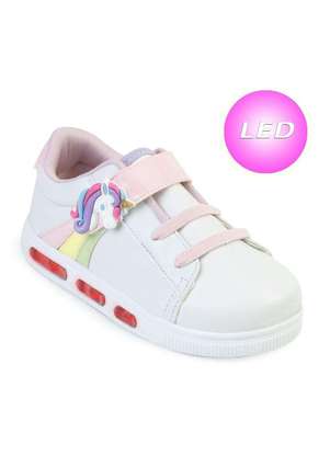 Tênis Casual Grugui Led Infantil Gr22-01492 Branco/Rosa Alex Shoes