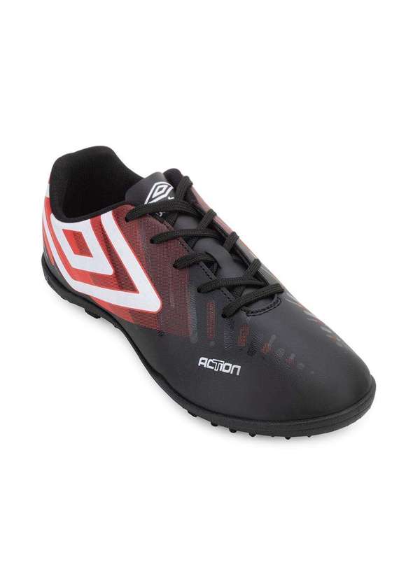 Chuteira Society Umbro Action Juvenil Um24 Preto/Vermelho Alex Shoes