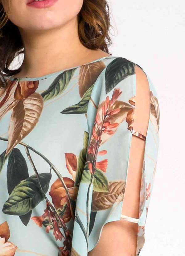 Pks - Blusa Abertura Mangas Estampada Verde 3