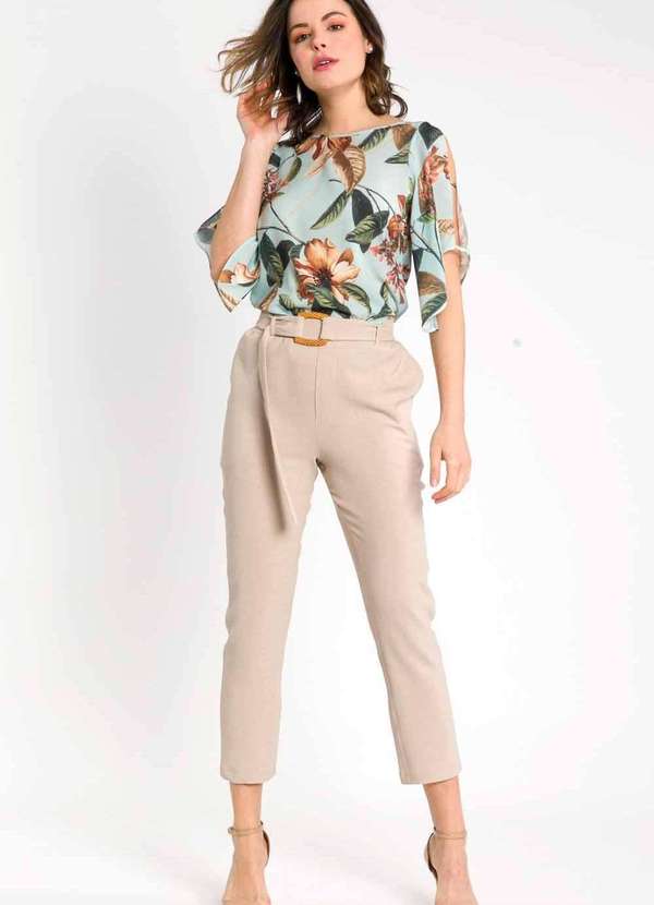 Pks - Blusa Abertura Mangas Estampada Verde 4