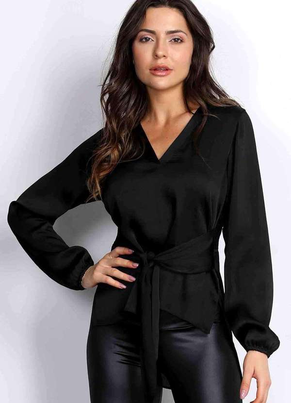 Pks - Blusa com Amarracao Preto