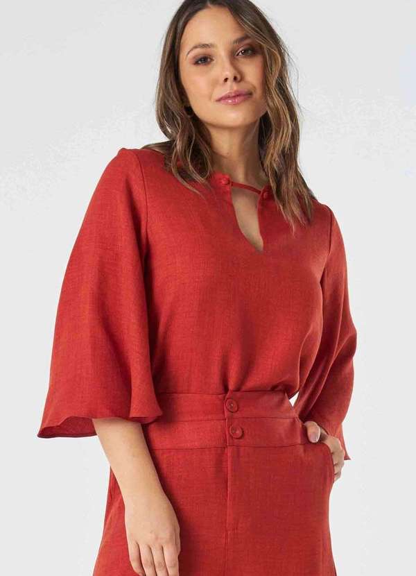 Pks - Blusa Feminina Manga 7/8 Marrom