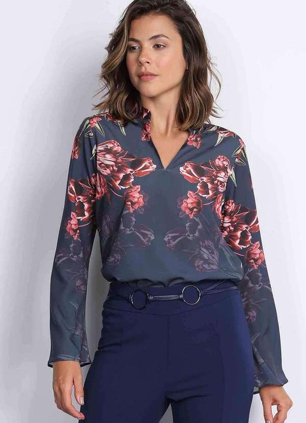 Pks - Blusa Feminina Tulipas Azul 2