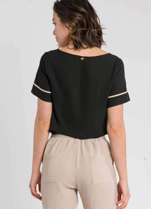 Pks - Blusa Manga Curta com Filetes Preto 2