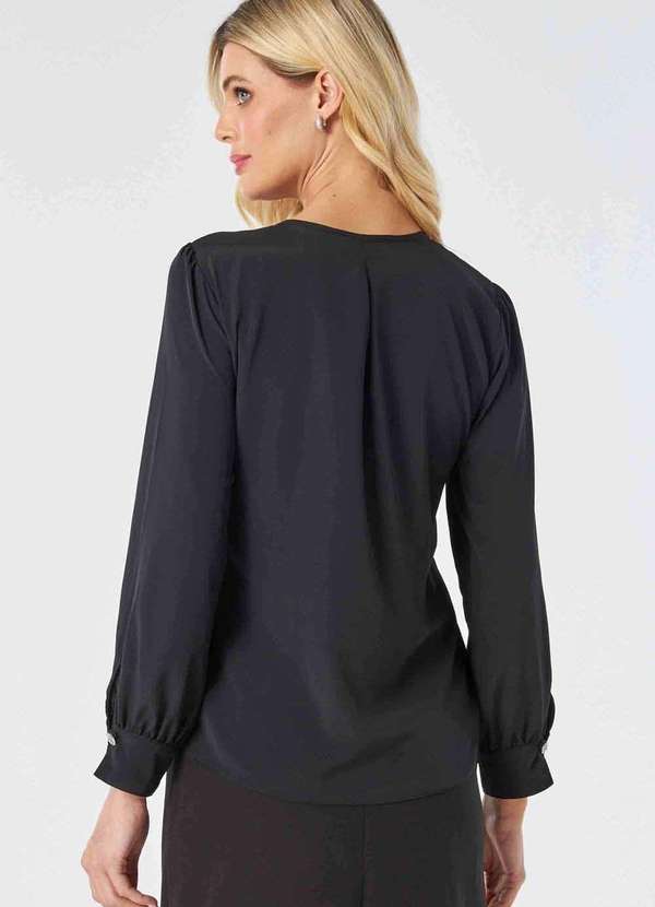 Pks - Blusa Manga Longa com Botoes Joia Preto 4