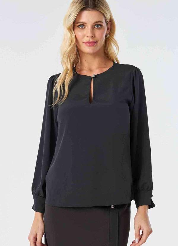 Pks - Blusa Manga Longa com Botoes Joia Preto 5