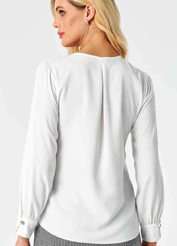 Pks - Blusa Manga Longa com Botoes Joia Branco 3