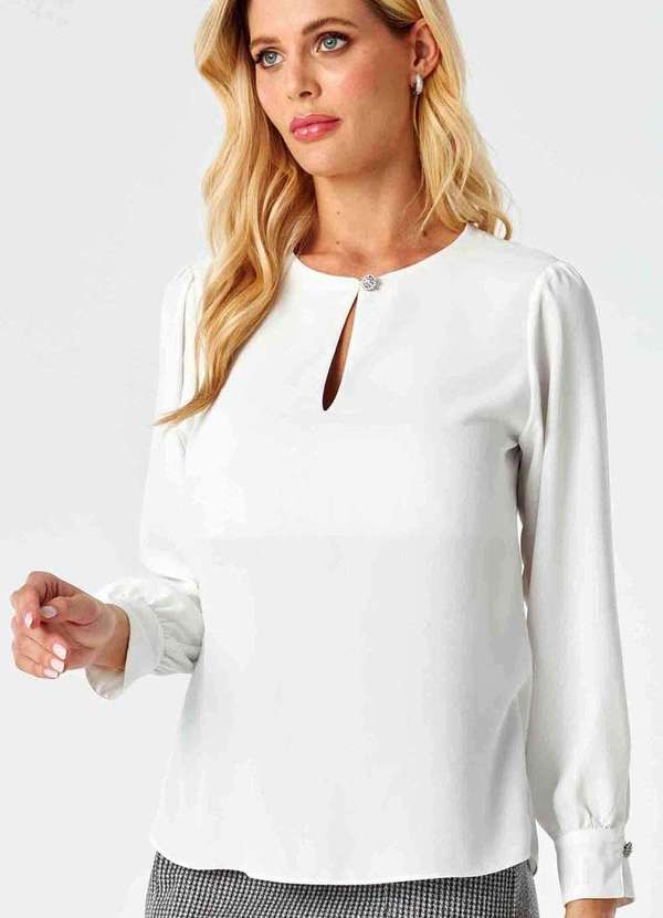 Pks - Blusa Manga Longa com Botoes Joia Branco 4