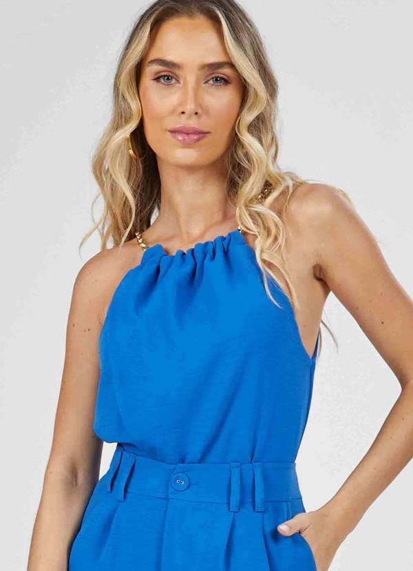 Pks - Blusa Pks com Alca Corrente Azul