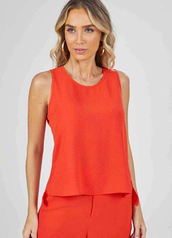 Pks - Blusa Pks com Botoes Costas Laranja