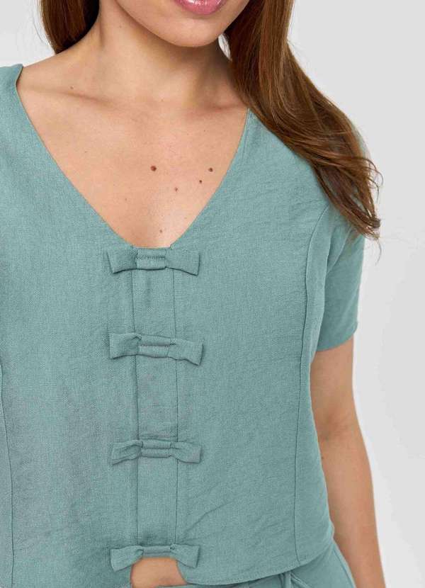 Pks - Blusa Pks com Lacos Viscose Verde 3