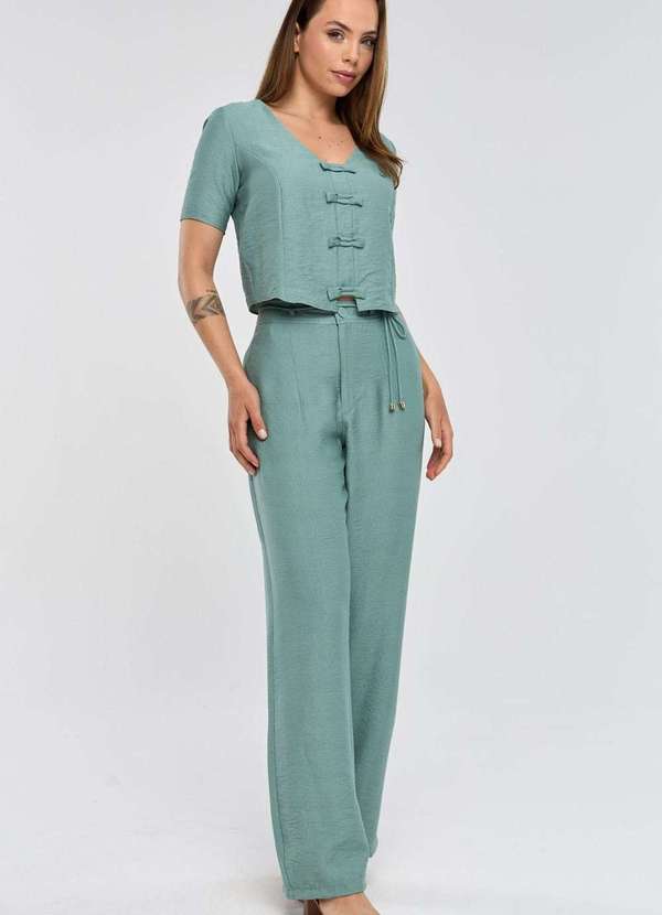 Pks - Blusa Pks com Lacos Viscose Verde 4