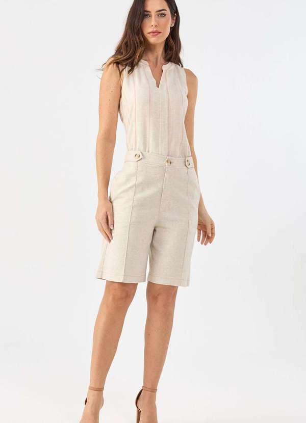 Pks - Blusa Pks de Linho Listrada Bege 5