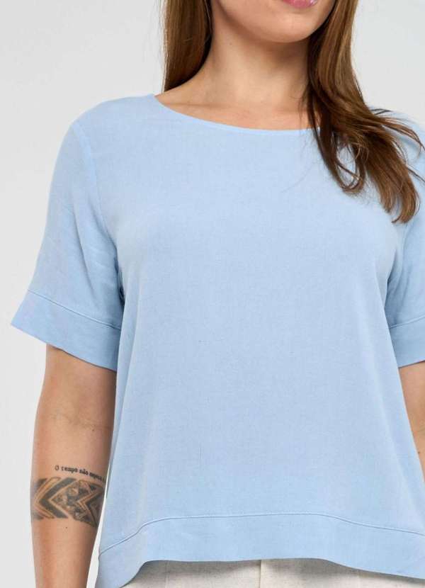 Pks - Blusa Pks em Viscose com Linho Azul 3